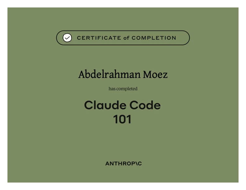 Claude Code 101 certificate from Anthropic Education