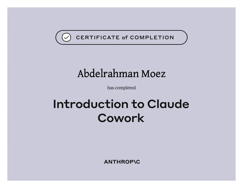 Introduction to Claude Cowork certificate from Anthropic Education